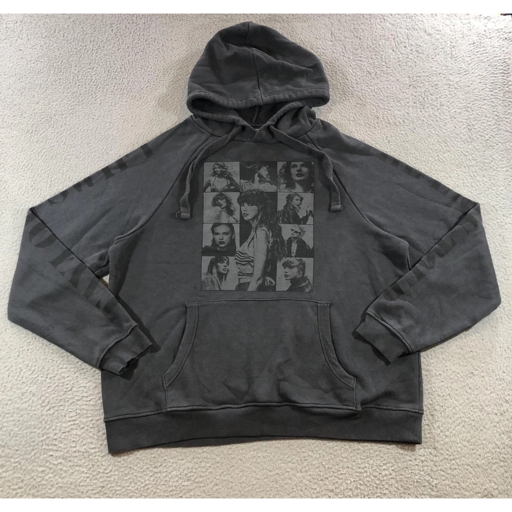 Taylor Swift Eras Tour Hoodie Mens Small Charcoal Pullover Graphic Sweatshirt